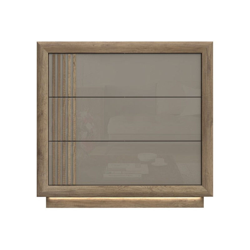 Komoda nowoczesna z lamelami Savona SVNK211B dąb antyczny/beżowy