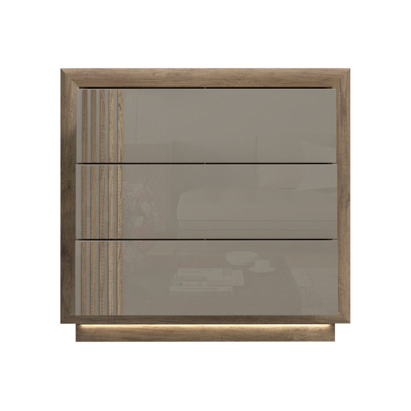 Komoda nowoczesna z lamelami Savona SVNK211B dąb antyczny/beżowy