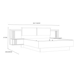 Łóżko z szafkami nocnymi i oświetleniem Savona SVNL1162B dąb antyczny/beżowy