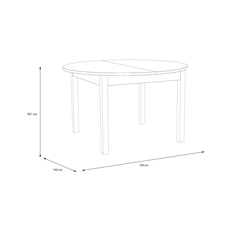 Stół okrągły rozkładany 130x130 cm Attention TBLT7075 dąb riviera