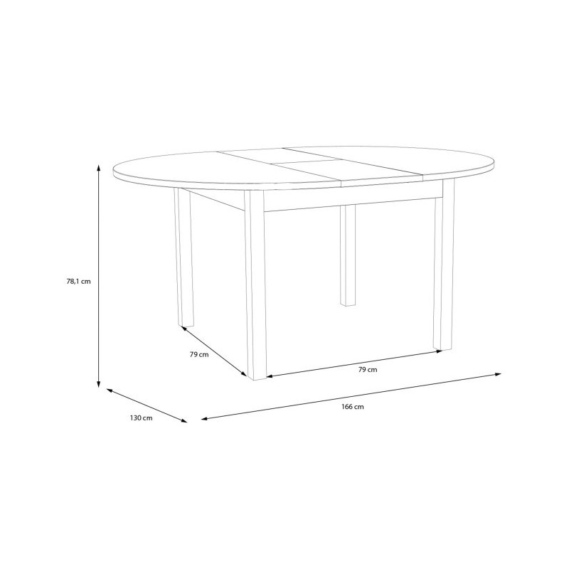 Stół okrągły rozkładany 130x130 cm Attention TBLT7075 dąb riviera