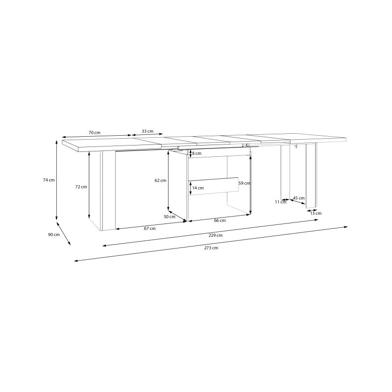 Stół rozkładany do jadalni salonu Tables EST41 dąb sonoma