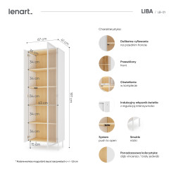 Witryna LB-01 Liba Biały jedwab/Dąb vincenza Lenart