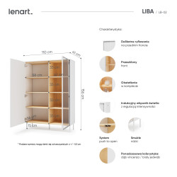 Witryna LB-02 Liba Biały jedwab/Dąb vincenza Lenart