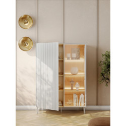 Witryna LB-02 Liba Biały jedwab/Dąb vincenza Lenart