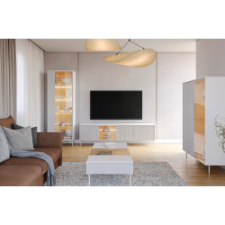 Witryna LB-02 Liba Biały jedwab/Dąb vincenza Lenart