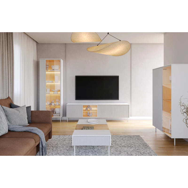 Witryna LB-02 Liba Biały jedwab/Dąb vincenza Lenart