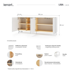 Komoda LB-03 Liba Biały jedwab/Dąb vincenza Lenart