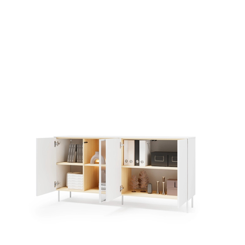 Komoda LB-04 Liba Biały jedwab/Dąb vincenza Lenart