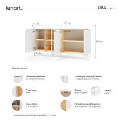 Komoda LB-04 Liba Biały jedwab/Dąb vincenza Lenart