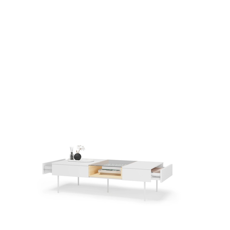 Stolik kawowy LB-07 Liba Biały jedwab/Dąb vincenza Lenart