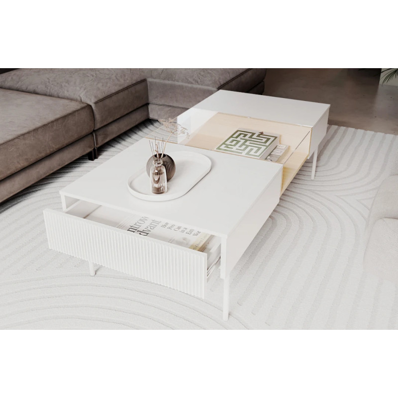 Stolik kawowy LB-07 Liba Biały jedwab/Dąb vincenza Lenart