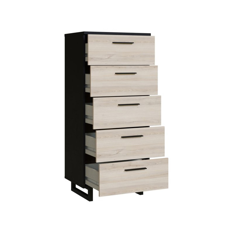 Komoda 60 cm z szufladami Sirius Crown SRBK311 dąb czarny/śliwa comano