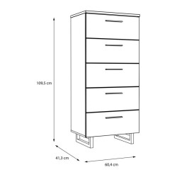 Komoda 60 cm z szufladami Sirius Crown SRBK311 dąb czarny/śliwa comano