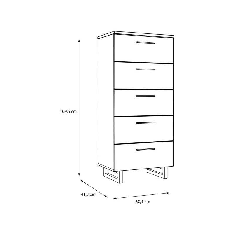 Komoda 60 cm z szufladami Sirius Crown SRBK311 dąb czarny/śliwa comano