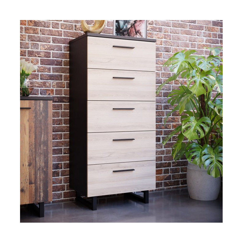 Komoda 60 cm z szufladami Sirius Crown SRBK311 dąb czarny/śliwa comano