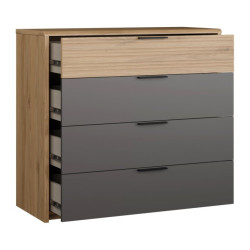 Komoda nowoczesna z szufladami Vulpecula VULK211 dąb dziki naturalny/uni wolfram szary