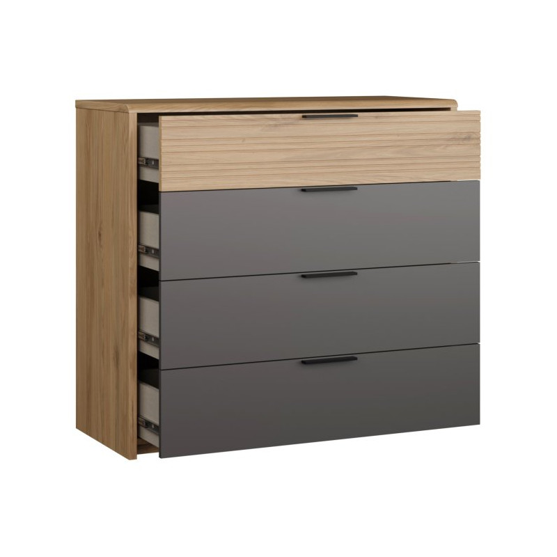 Komoda nowoczesna z szufladami Vulpecula VULK211 dąb dziki naturalny/uni wolfram szary