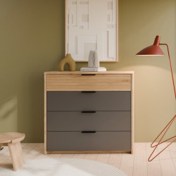 Komoda nowoczesna z szufladami Vulpecula VULK211 dąb dziki naturalny/uni wolfram szary