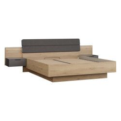 Łóżko z podnoszonym wkładem 180x200 cm Vulpecula VULL1182B dąb dziki naturalny/uni wolfram szary
