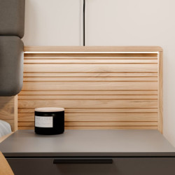 Łóżko z podnoszonym wkładem 180x200 cm Vulpecula VULL1182B dąb dziki naturalny/uni wolfram szary