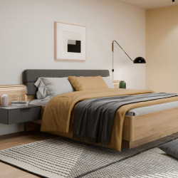 Łóżko z podnoszonym wkładem 180x200 cm Vulpecula VULL1182B dąb dziki naturalny/uni wolfram szary