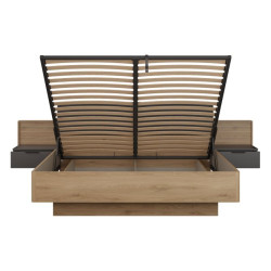 Łóżko z podnoszonym wkładem 180x200 cm Vulpecula VULL1182B dąb dziki naturalny/uni wolfram szary