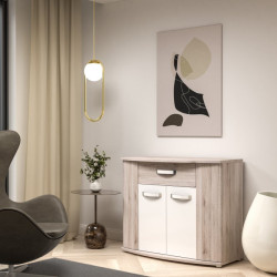 Komoda 100 cm Rondino RDIK221 dąb piaskowy/biały połysk