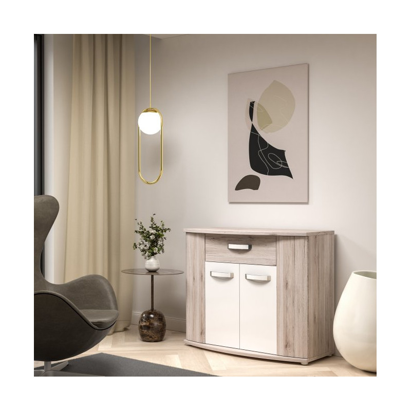 Komoda 100 cm Rondino RDIK221 dąb piaskowy/biały połysk