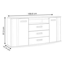 Szeroka komoda do sypialni Rondino RDIK231B dąb piaskowy/biały połysk