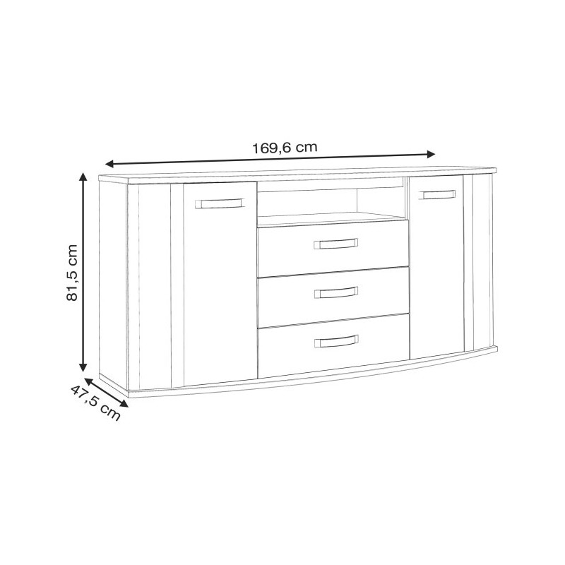 Szeroka komoda do sypialni Rondino RDIK231B dąb piaskowy/biały połysk