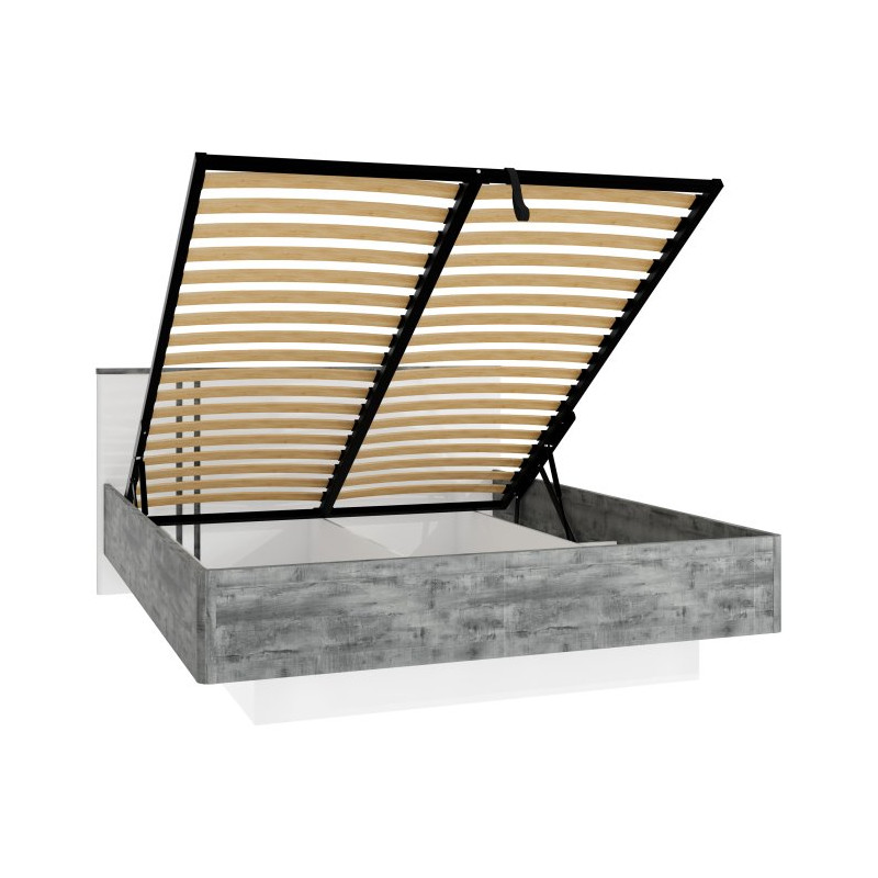 Łóżko z podnoszonym wkładem 160x200 cm Buganvilla BGVL1162B loftwood/biały