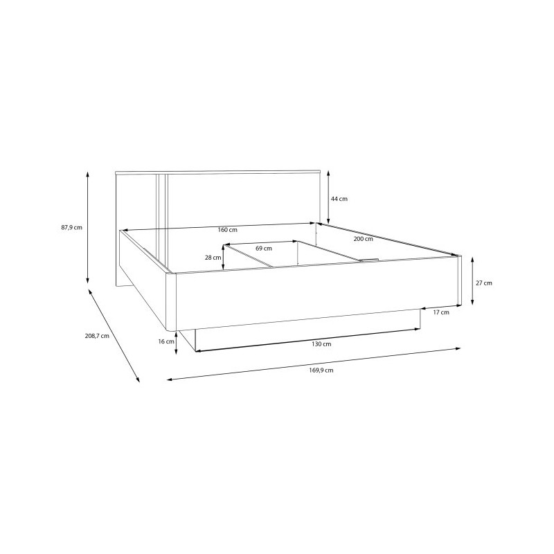 Łóżko z podnoszonym wkładem 160x200 cm Buganvilla BGVL1162B loftwood/biały
