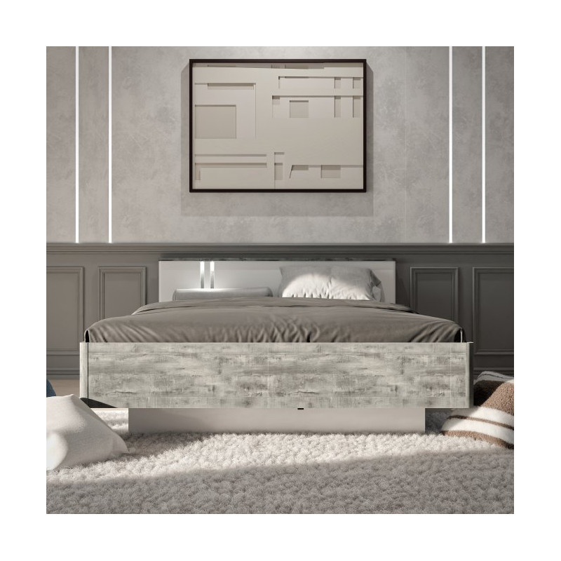 Łóżko z podnoszonym wkładem 160x200 cm Buganvilla BGVL1162B loftwood/biały