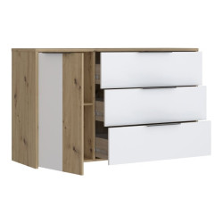 Komoda z szufladami Cismon RIBK221 dąb artisan/biały