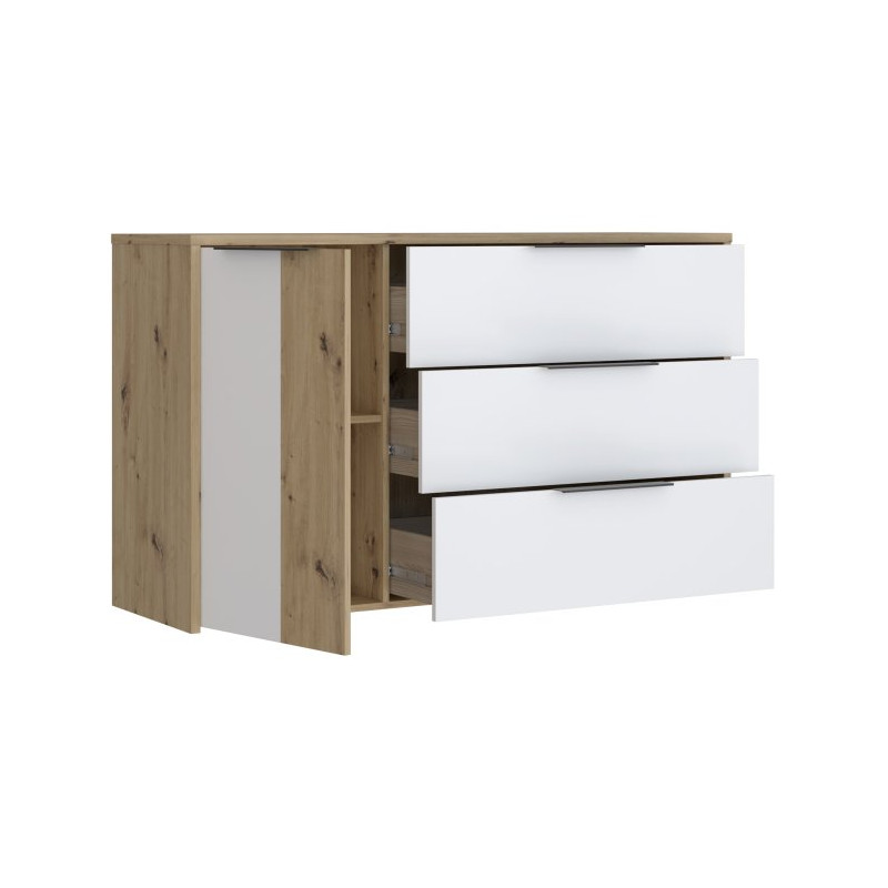 Komoda z szufladami Cismon RIBK221 dąb artisan/biały