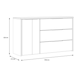 Komoda z szufladami Cismon RIBK221 dąb artisan/biały