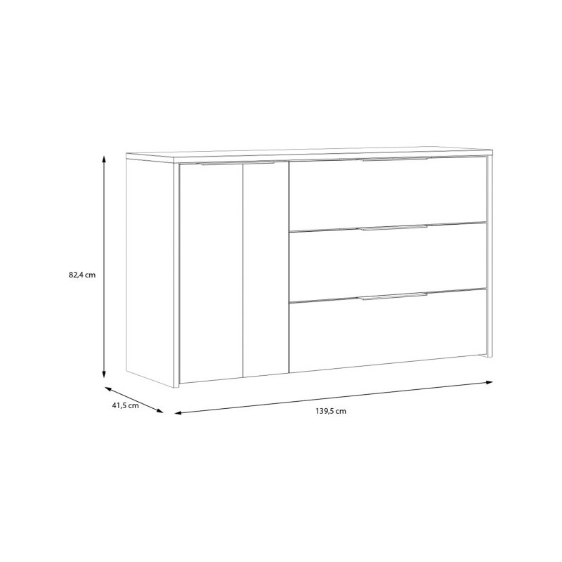 Komoda z szufladami Cismon RIBK221 dąb artisan/biały