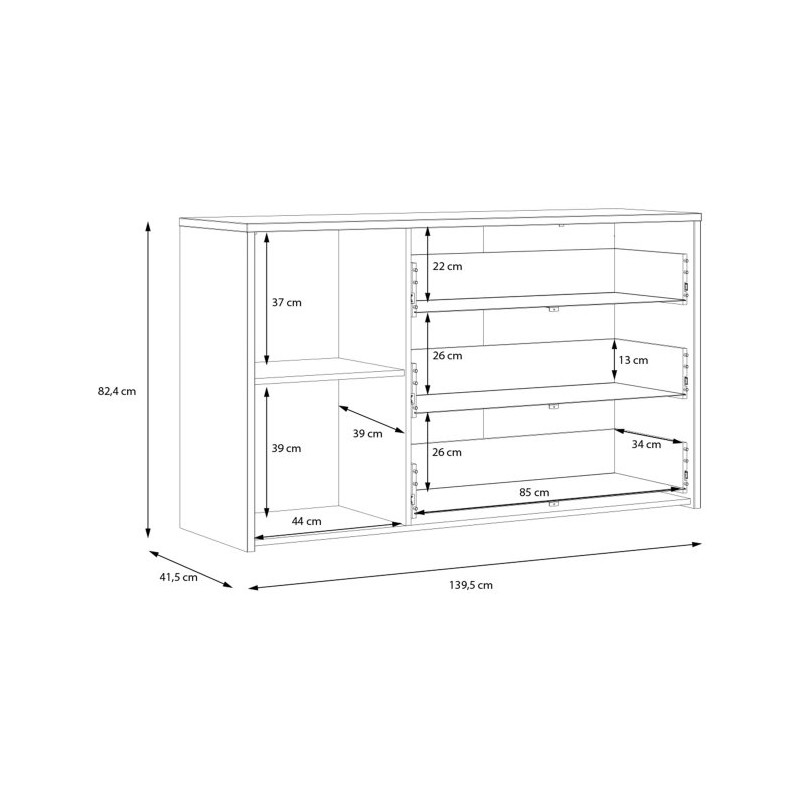 Komoda z szufladami Cismon RIBK221 dąb artisan/biały
