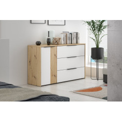 Komoda z szufladami Cismon RIBK221 dąb artisan/biały