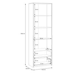 Wąski regał z szufladami Culgoa CUGR711 dąb artisan/biały