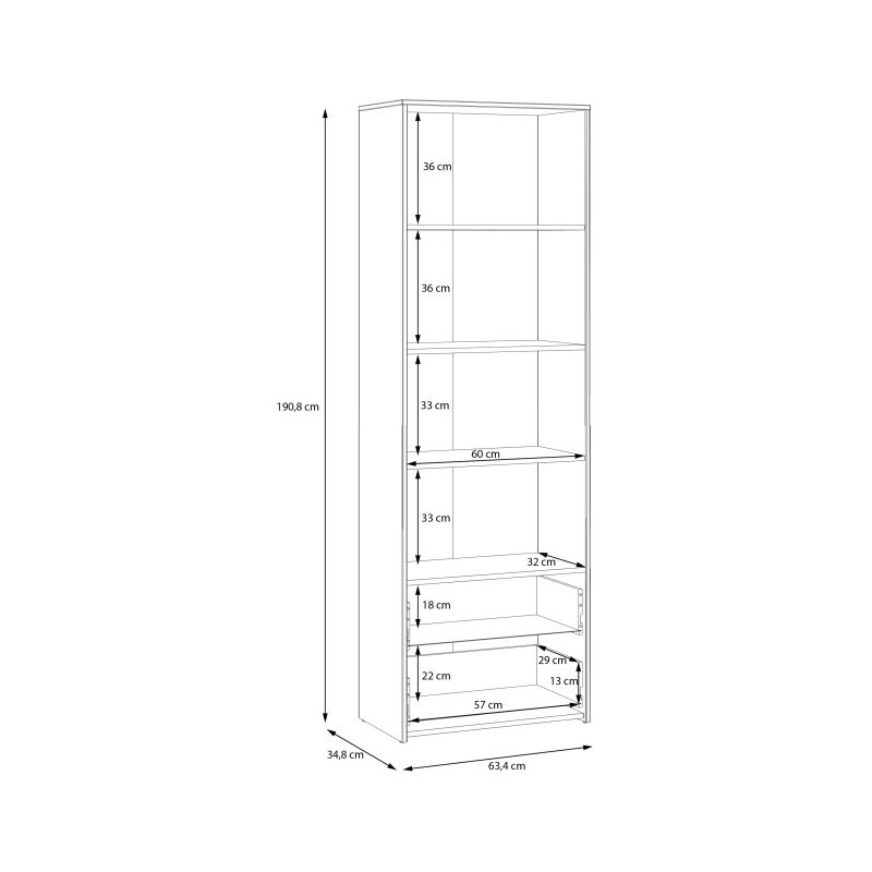 Wąski regał z szufladami Culgoa CUGR711 dąb artisan/biały