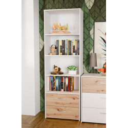 Wąski regał z szufladami Culgoa CUGR711 dąb artisan/biały