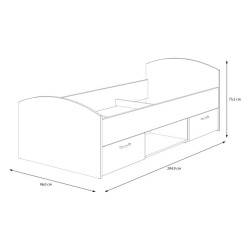 Łóżko jednoosobowe 90x200 cm Culgoa CUGL091 dąb artisan/biały