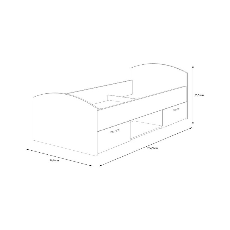 Łóżko jednoosobowe 90x200 cm Culgoa CUGL091 dąb artisan/biały