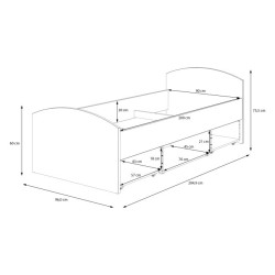 Łóżko jednoosobowe 90x200 cm Culgoa CUGL091 dąb artisan/biały