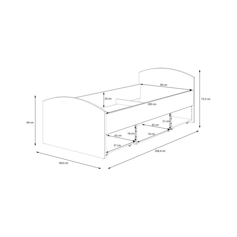 Łóżko jednoosobowe 90x200 cm Culgoa CUGL091 dąb artisan/biały