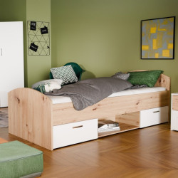 Łóżko jednoosobowe 90x200 cm Culgoa CUGL091 dąb artisan/biały