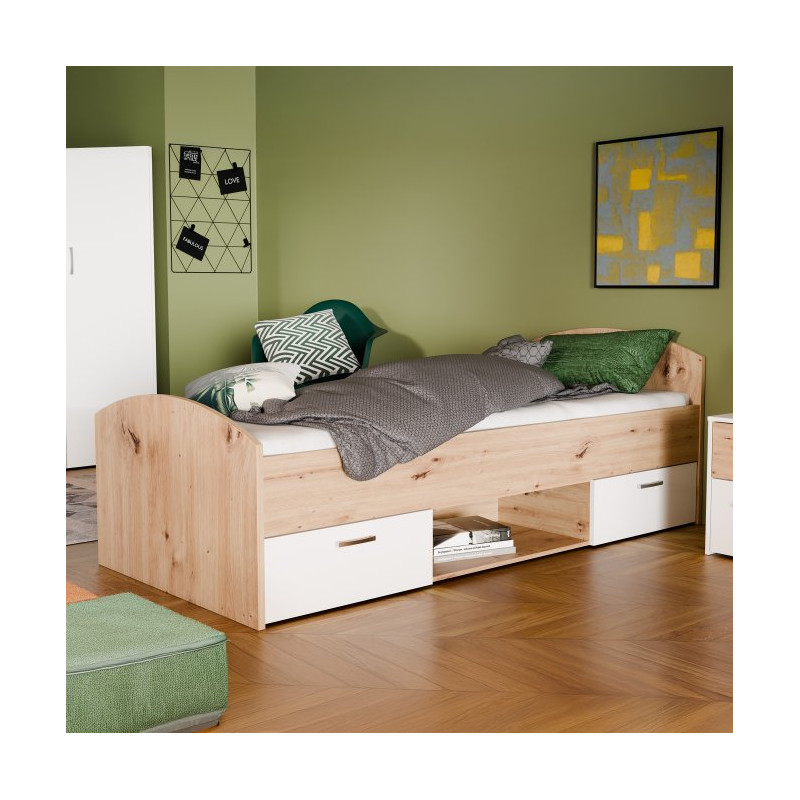 Łóżko jednoosobowe 90x200 cm Culgoa CUGL091 dąb artisan/biały