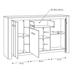 Komoda prowansalska Elara ERXK232 biały/dąb bianco